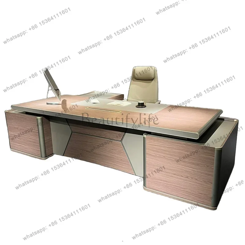 YJ Strong Manager Executive Office Desk Storage Brown Large Luxury Computer Desks Drawers Modern Escritorios De Oficina Mesa Off
