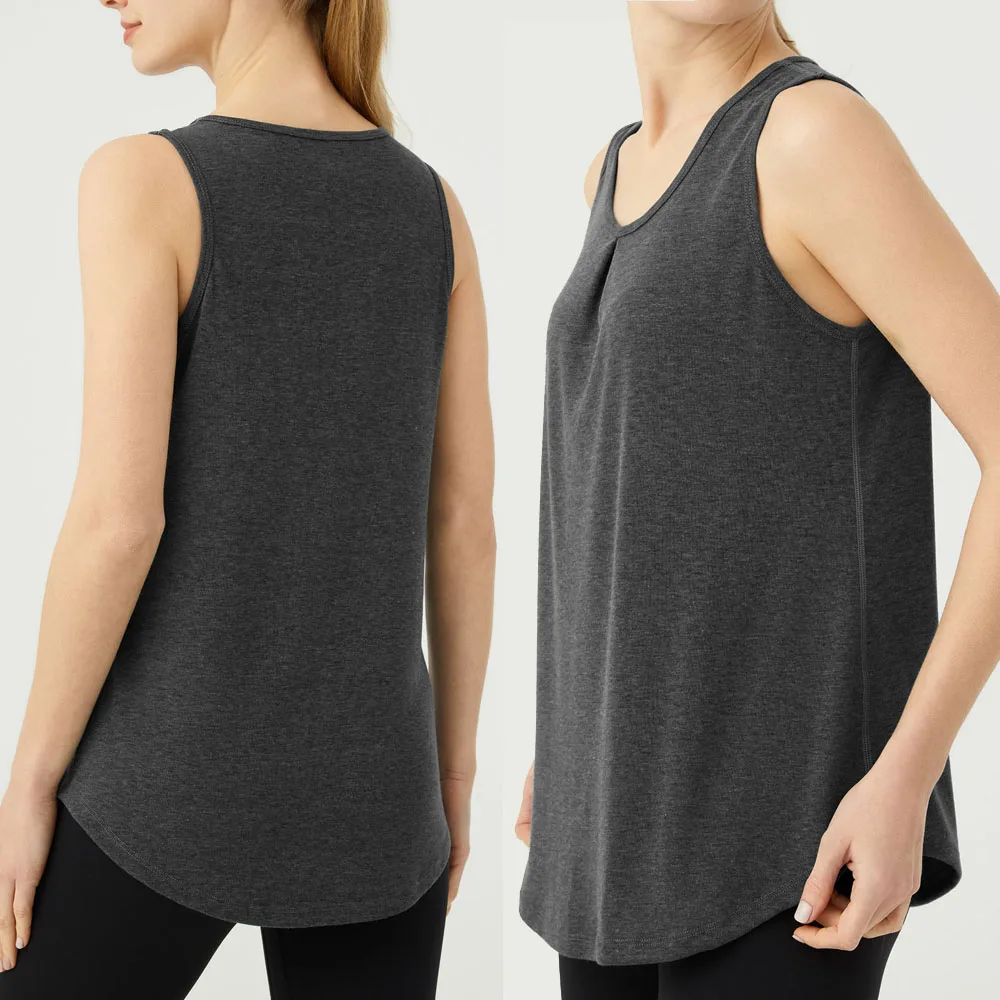 

WANAYOU женская рубашка для йоги, быстросохнущая короткая рубашка без рукавов для тренировок в тренажерном зале, жилет для бега, рубашка для тренировок с круглым вырезом