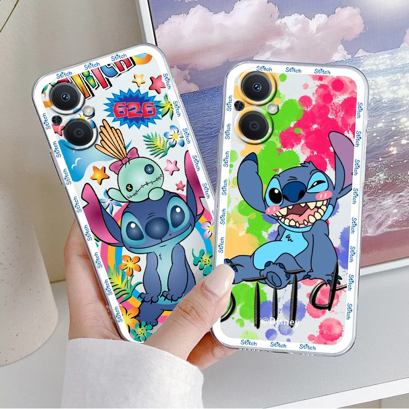 Stitch Disney with border For OPPO A5 A9 A53 S A74 Reno 7 6 5 4 2 Find X3 X2 Z Lite Neo Pro Plus transparent Phone Case