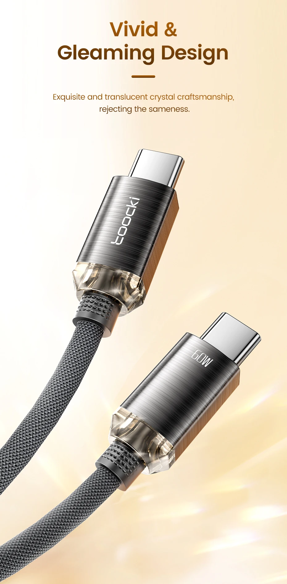 Toocki PD60W Type C to USB C Cable Fast Charge Mobile Cell Phone Charging Cord Wire For Xiaomi Samsung Huawei Macbook PC Table