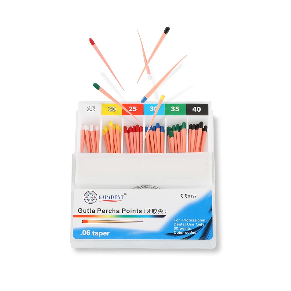 Durable Dental Gutta Percha Points Root Canal Therapy Endodontic Filling Fiber Tips GP 02/04/06 Taper #15-40 Cone Poles Material