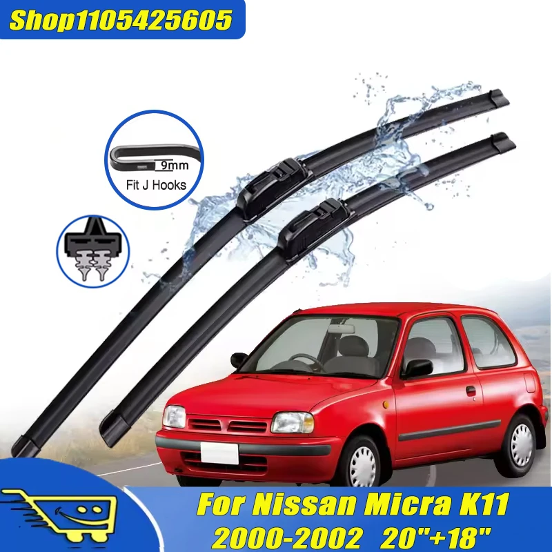 

2Pcs 20"+18" Front Windshield Wiper Blades For Nissan Micra K11 2000-2002 2001 Quiet Durable Windscreen Wipers
