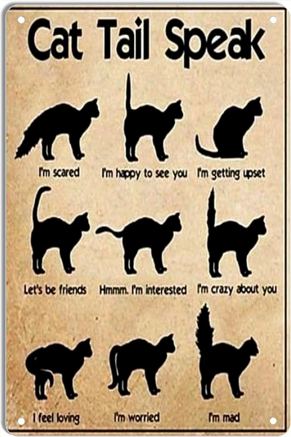 Tin Metal Signs 8x12 Cat Tail Speak Vintage Look Sign, bar, Cafe,Home Wall