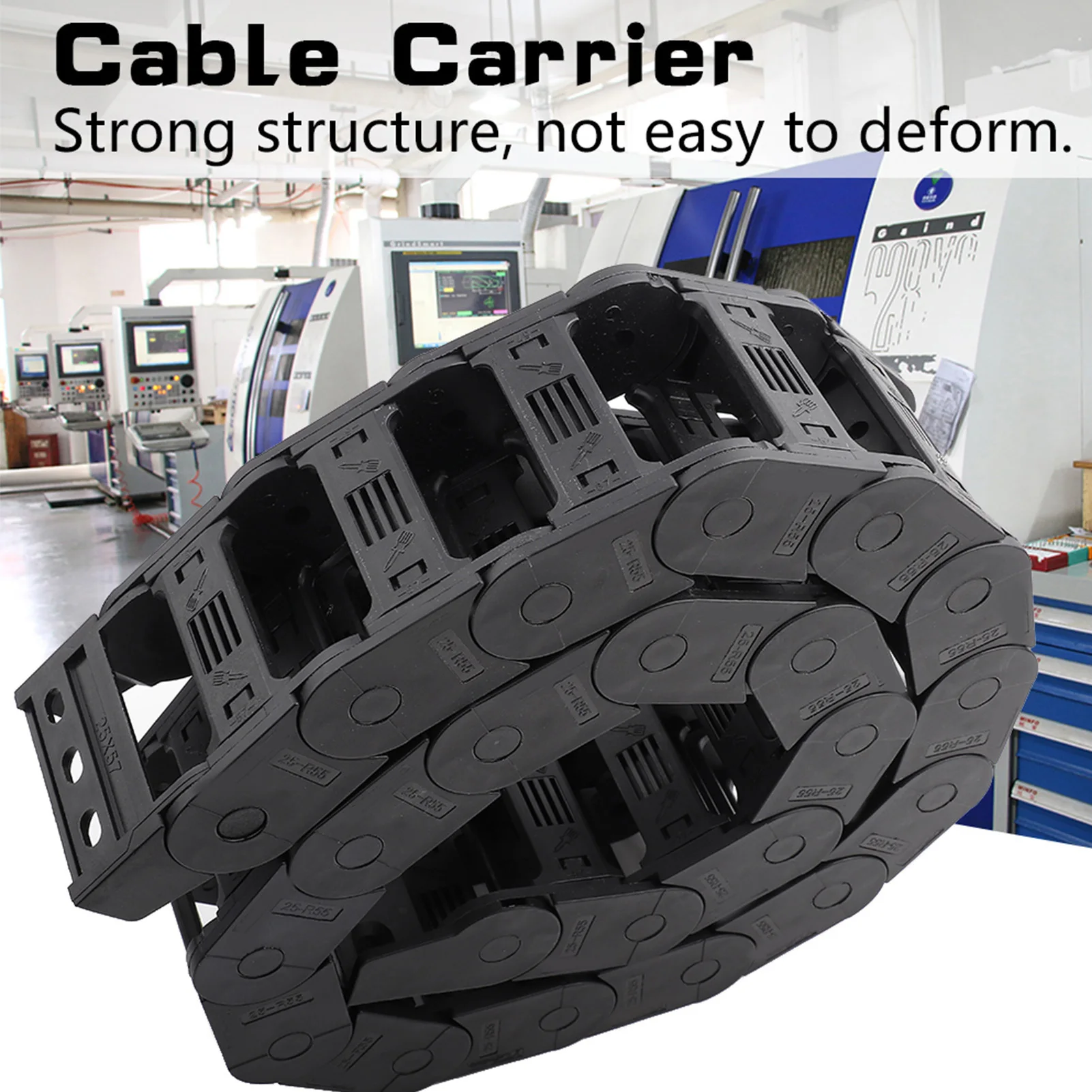 

Cable Carrier Energy Chain 100cm 25 x 57mm Nylon Open Both Side Wire Carrier Drag Chain Engraving Machine Accessory Wire Carrier