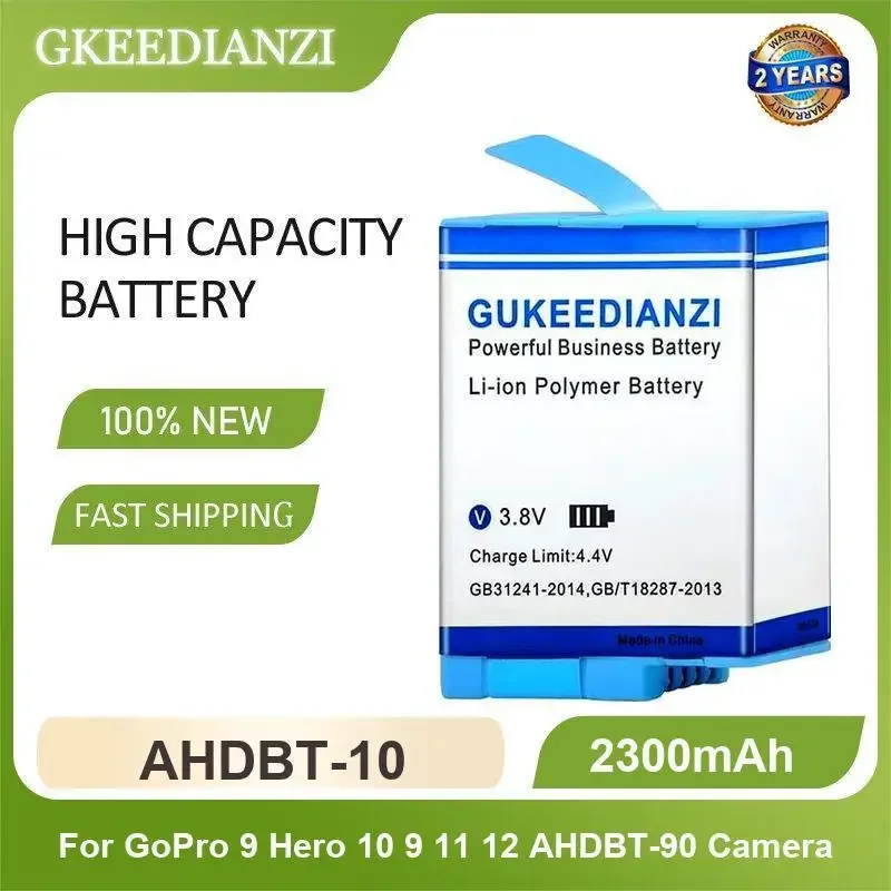 AHDBT-10 Sports Camera Battery For GoPro 9 Hero 10 9 11 12 AHDBT-90 Camera 2300mAh High Capacity
