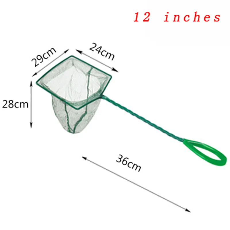 Large 3-12 Inches Fish Net Long Handle Square Aquarium Accessories Betta Shrimp Net Fishing Net Fish Tank Cleaning Tools