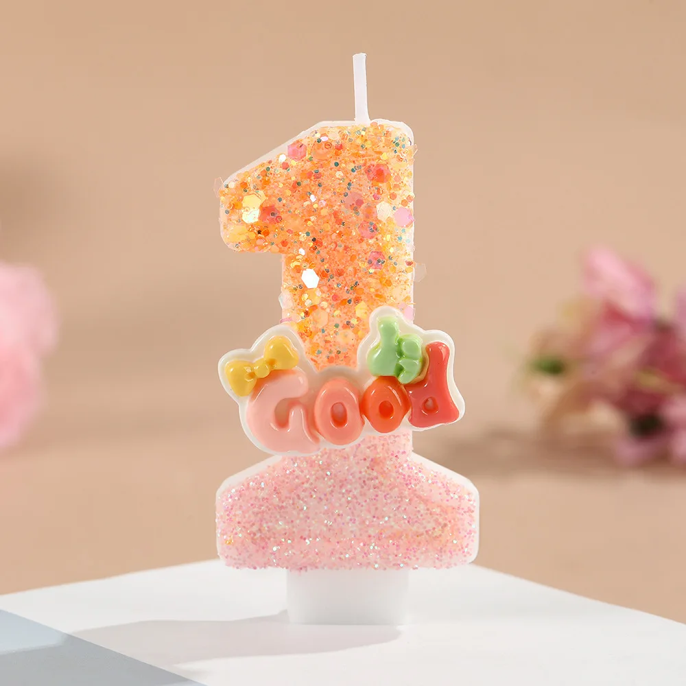 Orange and pink digital candles - GOOD letter decorative candles, for festivals and commemorative occasions
