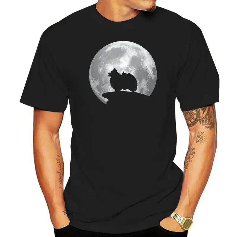 2022 Men Fashion Color Fashion O-Neck Casual Pomeranian And Moon T-Shirt Pomeranian Dog Costume Casual T Shirt