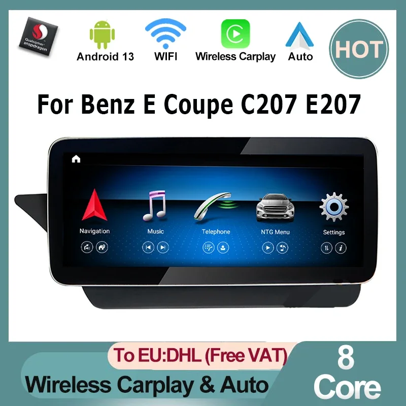 

Android System Apple Carplay AUTO For Mercedes Benz E Coupe C207 E207 A207 W207 Car Video Player Navigation Multimedia GPS 4G BT