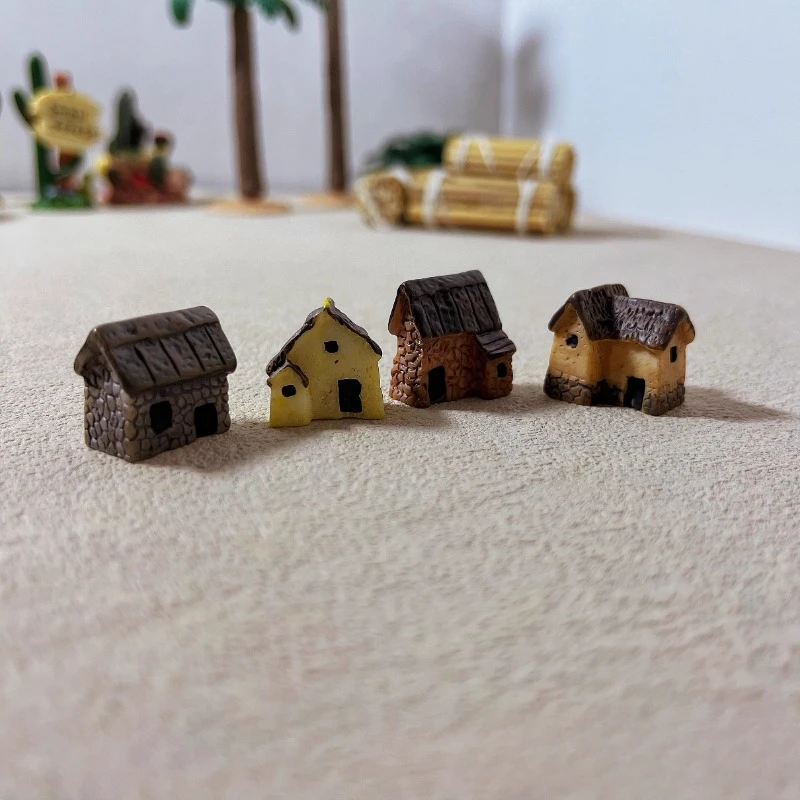 Emulation Miniature Architecture Mini House Grass Hut Micro Landscape Sand Table Model Props Decoration Ornaments