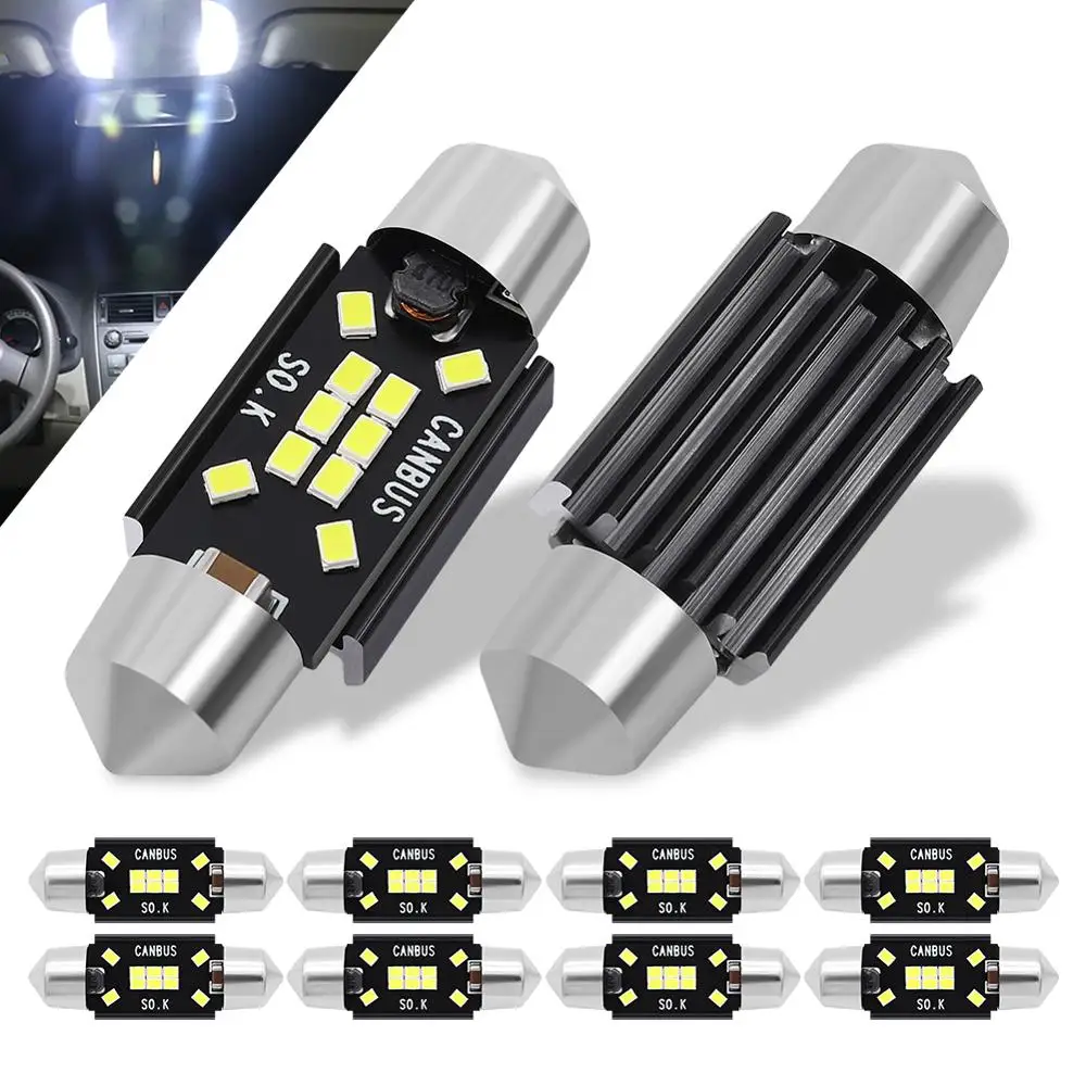 

10pcs Festoon LED Bulb 31mm 36mm 39mm 41mm Canbus C5W C10W Car Dome Light Auto Interior Map Roof Reading Lamp DC 12V White