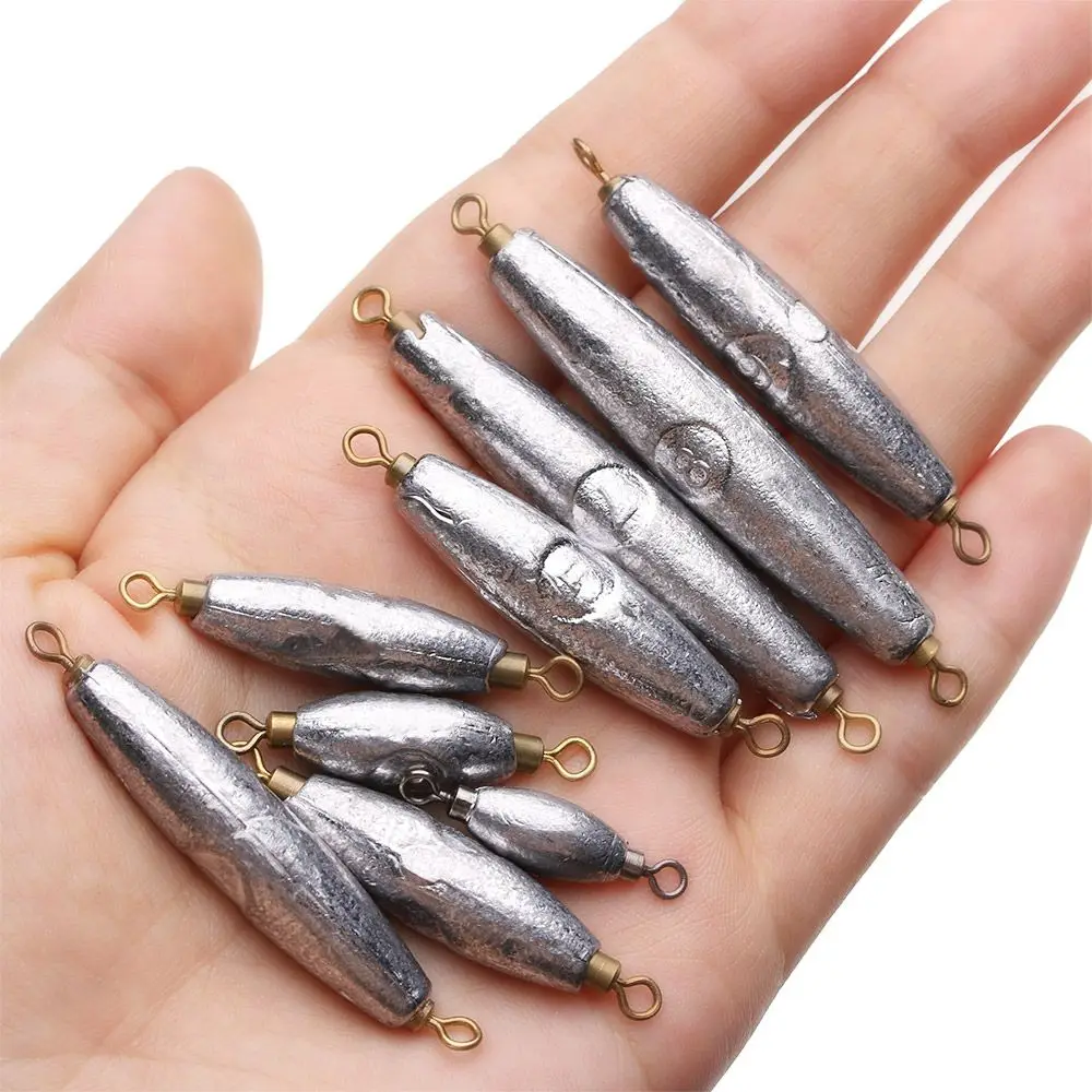 5pcs High Quality American Swivel Double ring Durable Olive Shaped Weights Lead Sinkers Fishing Sinker Tackle