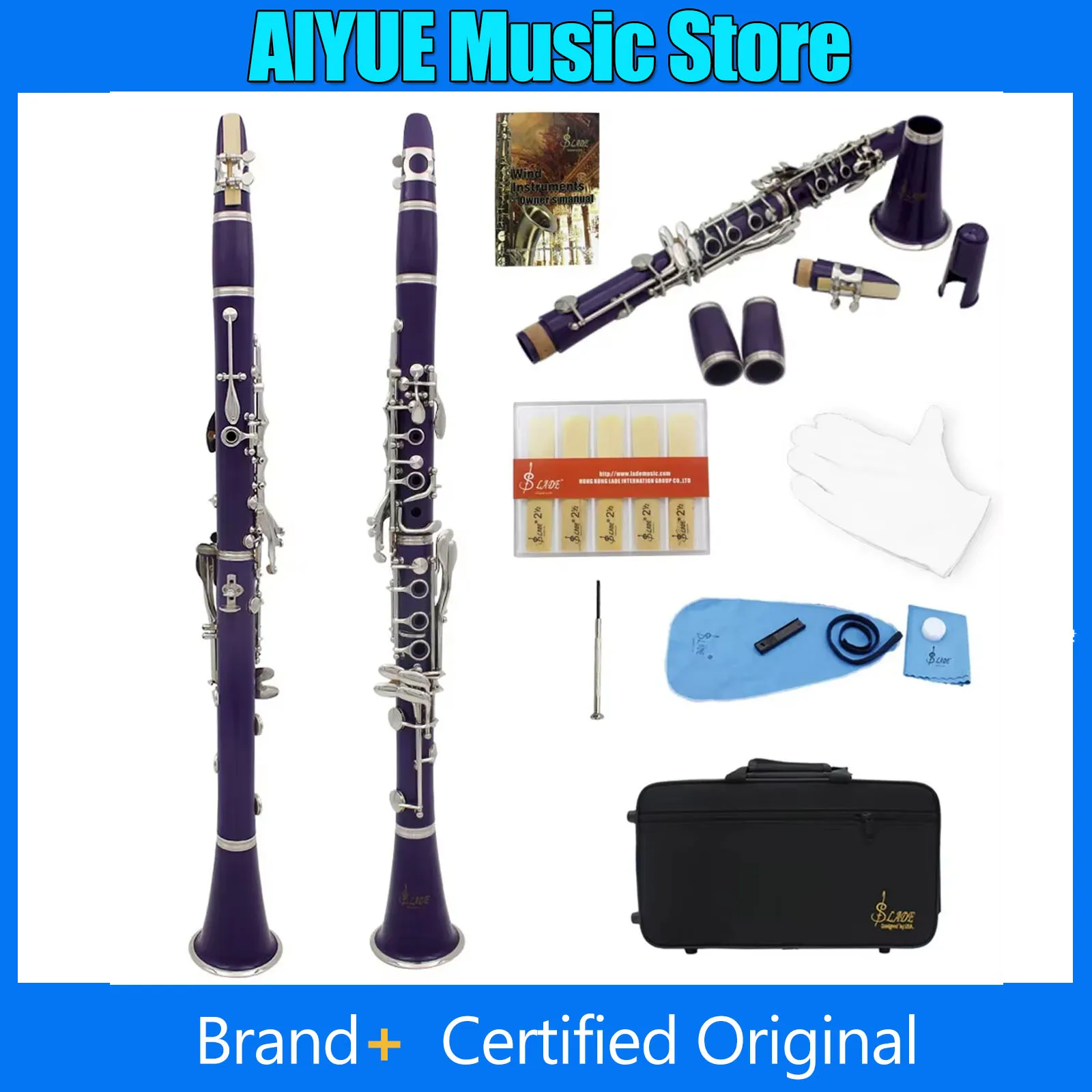 

SLADE 17 Keys Clarinet Bb Clarinet 6 Rings Blackwinds Clarinetto Portable Bakelite Clarinet With Parts Woodwind Instruments