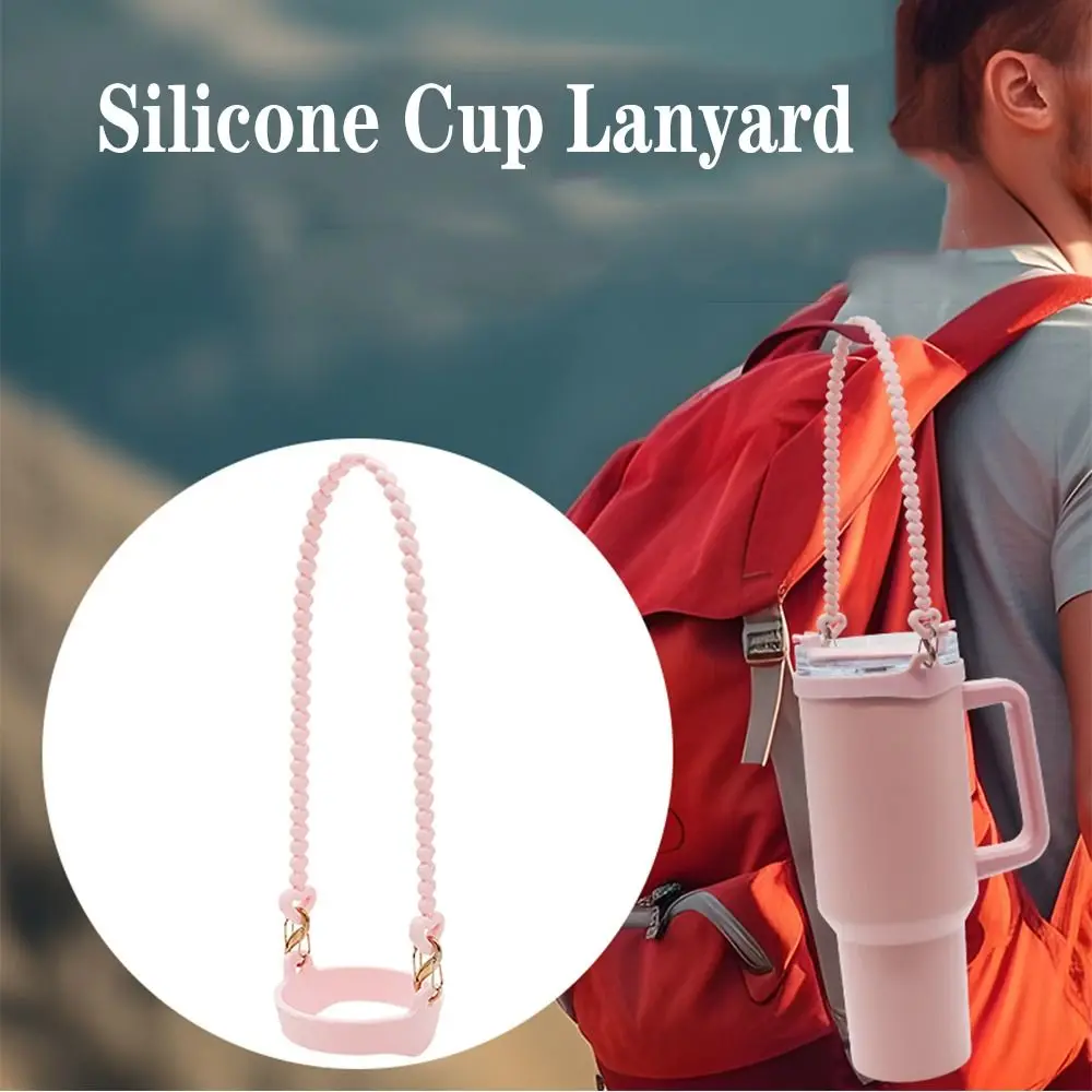 Soft Silicone Water Bottle Handle Portable Anti-slip Water Bottle Sling Carrier Holder With Strap Fits for Stanley Cup Accessory