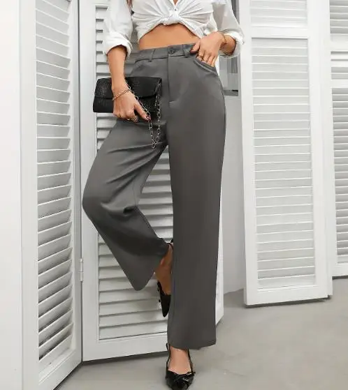 

Women's Pants 2025 New Spring and Autumn Women's Solid Color High Waist, Comfortable and Casual Slimming Commuter Suit Pants