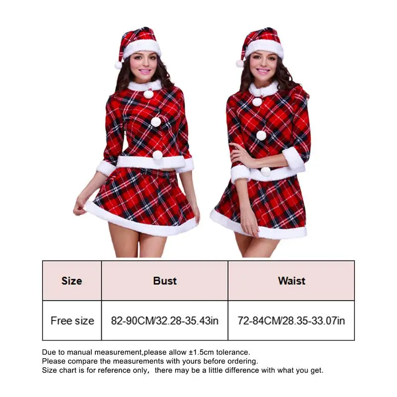 Nieuw Dames Santa Claus Kostuum Rood Geruit Kerstkostuum Studentenuniformen Voor Avondvoorstelling Kostuum Rollenspel