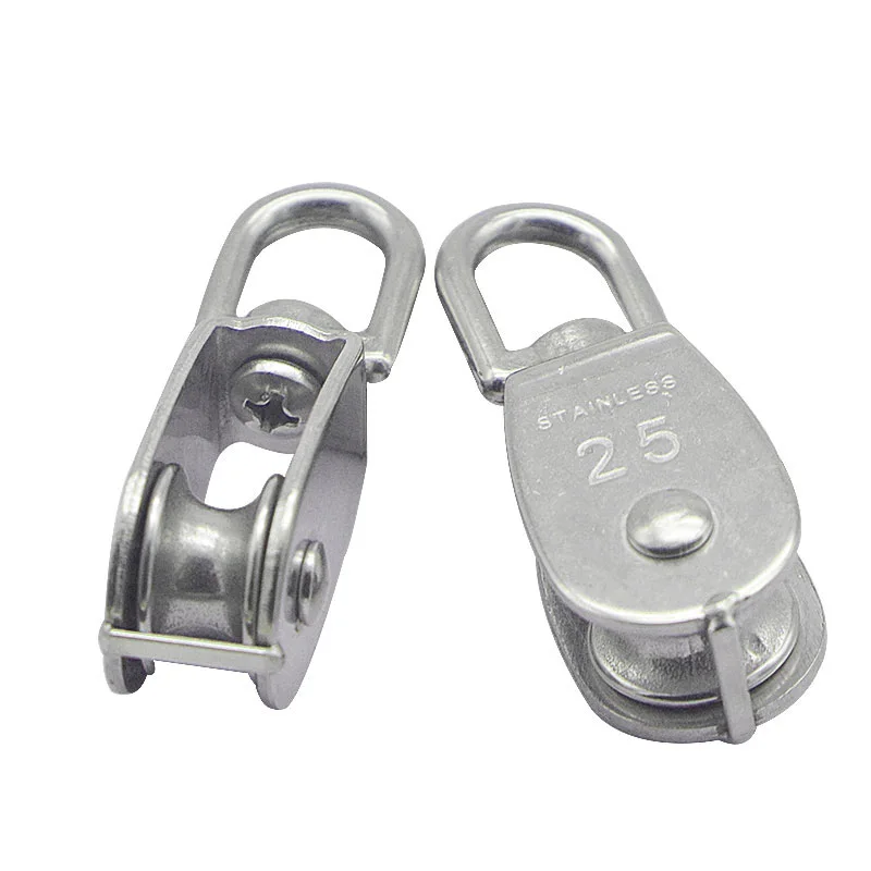 M15 M20 M25 M32 M50 M75 M100 Stainless Steel 304 Single or Double Wheel Swivel Lifting Rope Pulley Block  for Wire Rope 1PCS