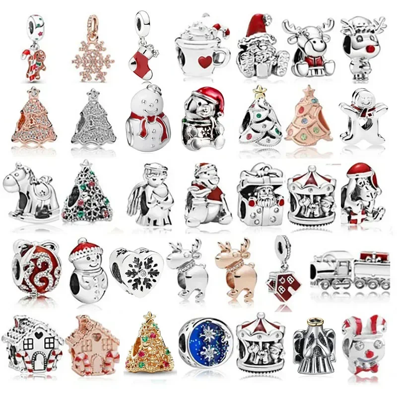 New Arrival Christmas Snowflake Santa Claus Bead Fit European  Charm Bracelets Jewelry Making Accessories