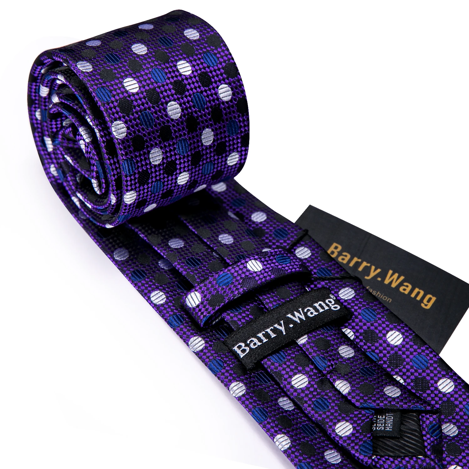 Barry.Wang-gravata de seda Jacquard Polka Dot masculina, conjunto de abotoaduras quadradas, gravata designer para casamento, festa de negócios e eventos