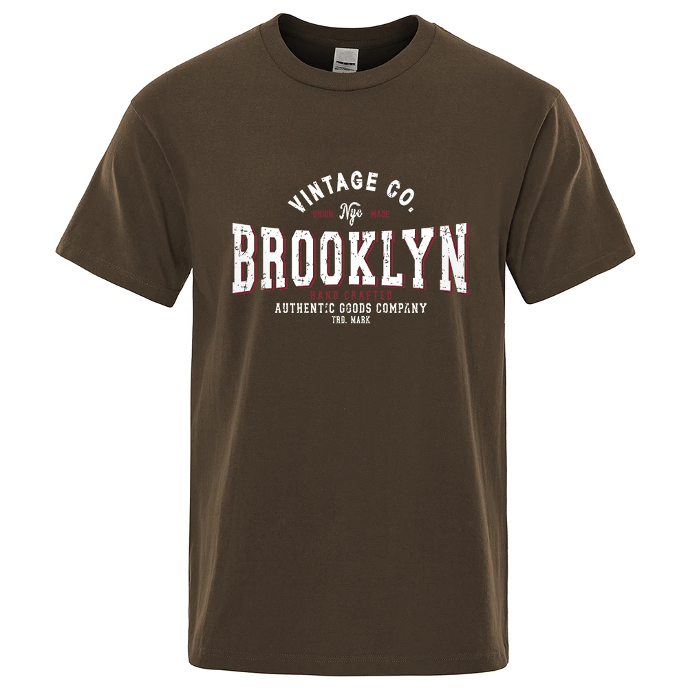 Brooklyn New York City Personality Print T-Shirts Men Casual Street T Shirts Summer Oversize Clothes Loose Cotton Short Sleeve