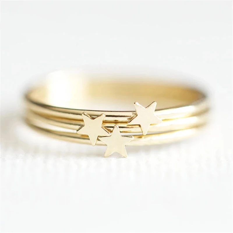 14k Gold Filled Tarnish Resistant Dainty Star Stacking Ring Stackable Gold Rings For Everyday Wear Minimalist Stacking Rings