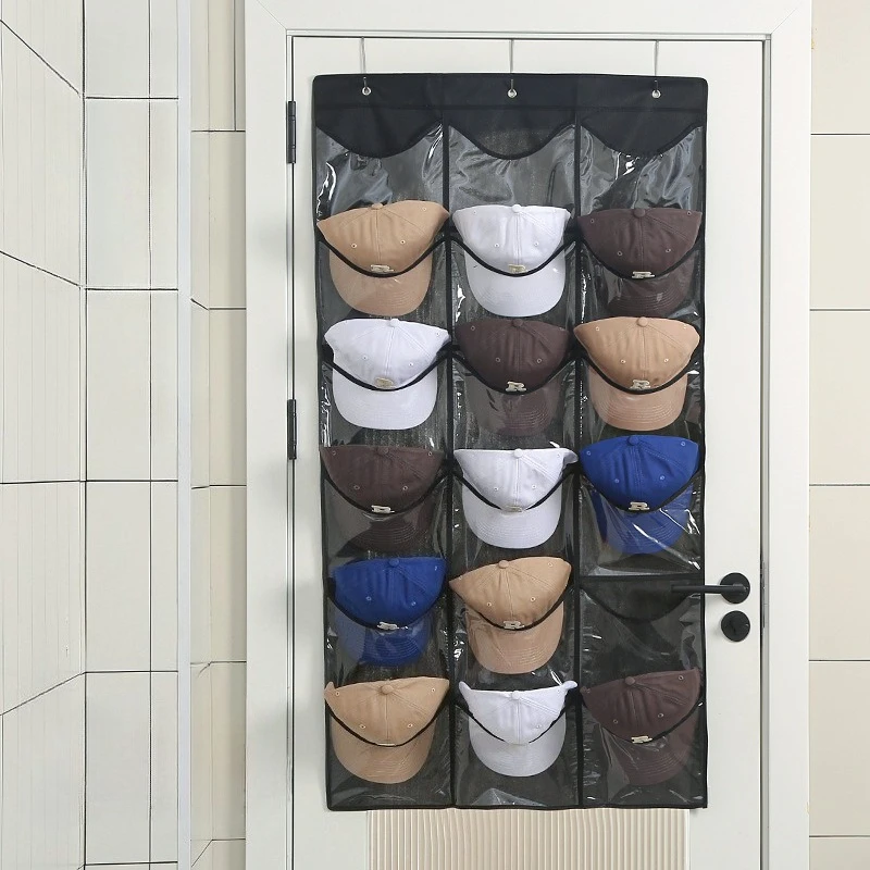 Cross border Amazon door storage hanging bag home baseball cap storage bag multi-layer grid hanging storage artifact