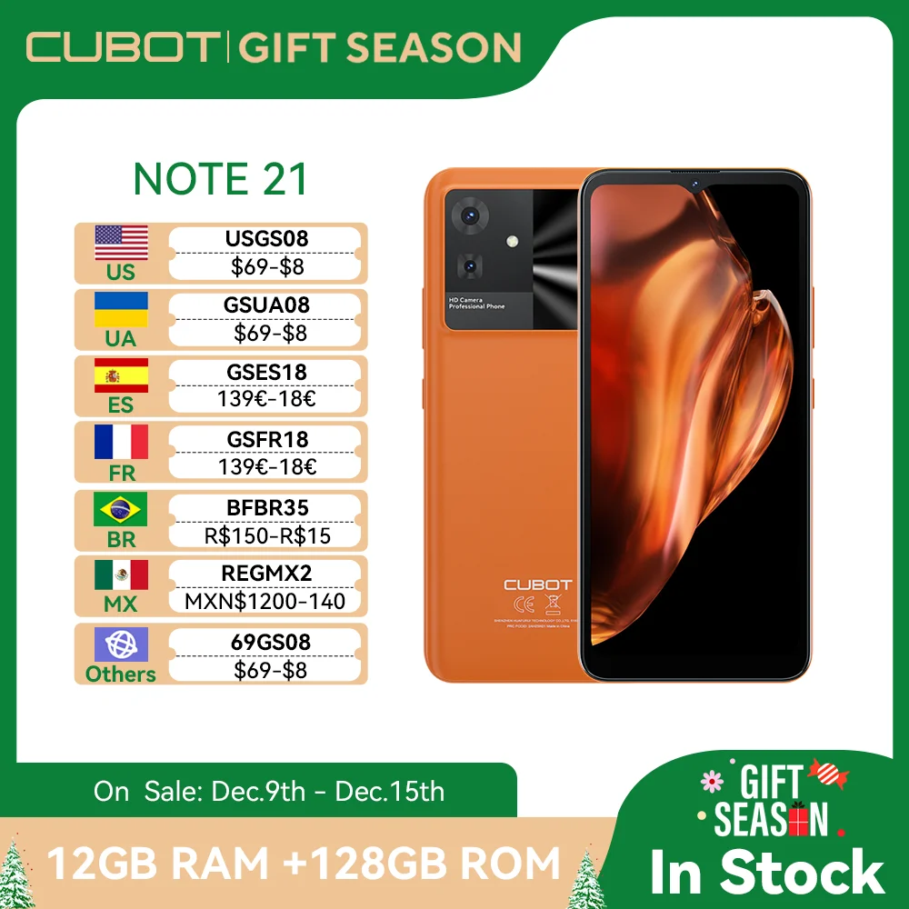 Cubot Note 21, Android Smartphone, 12GB RAM(6GB+6GB Extended), 128GB ROM, 6.56 Inch 90Hz Screen, 50MP Camera, 5200mAh, Face ID