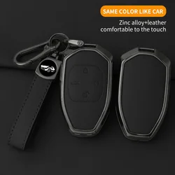 Stylish Leather Car Key Case Cover for GAC Trumpchi GS4 GM8 GA4 GS5 GS3 GA3 GA6 SGS7 Legend GS8 Metal Remote Fob Key Accessories