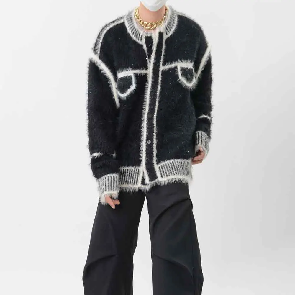 

Winter New Men's Long-Sleeved Cardigan Sweater Unisex American Retro Fashion Trendy High Street Loose Casual Niche Men's Top