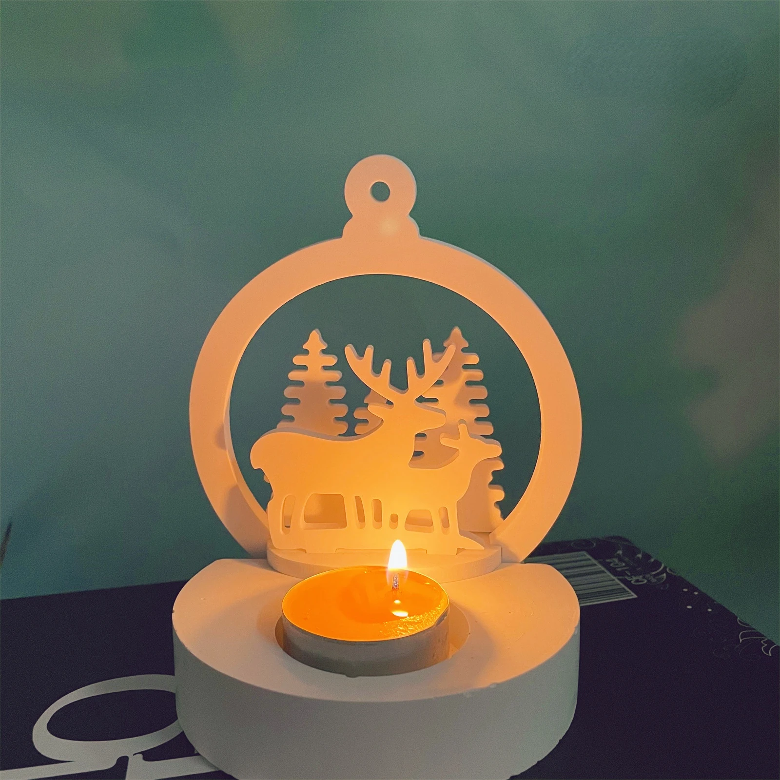 Christmas Ornament Silicone Molds Circle Christmas Tree Pendant Plaster Mold Candle Holder Hanging Wall Decoration Plaster Mold