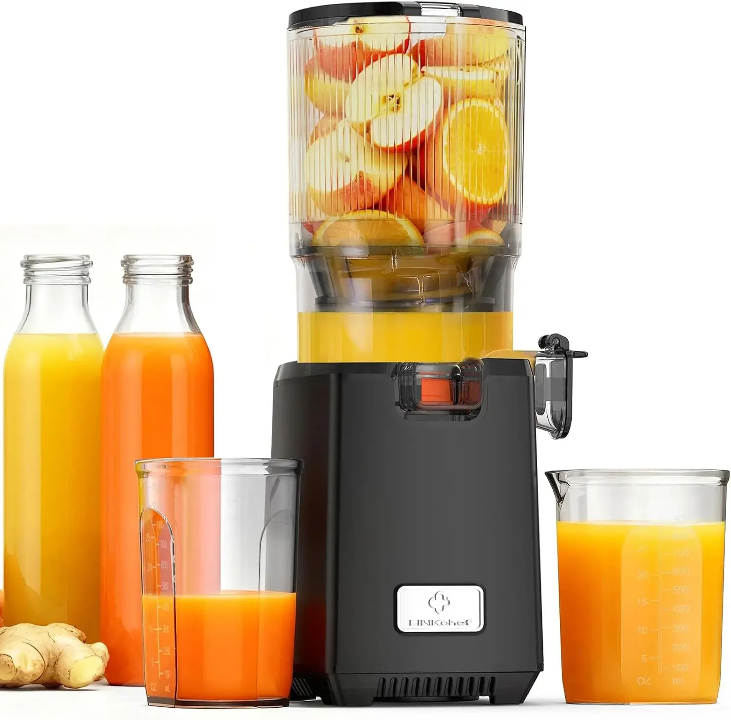 

Cold Press Juicer Machines, 130mm Diameter and 1.8L Capacity Juicers Whole Fruit and Vegetable, 250W Masticating Slow Juicer wit