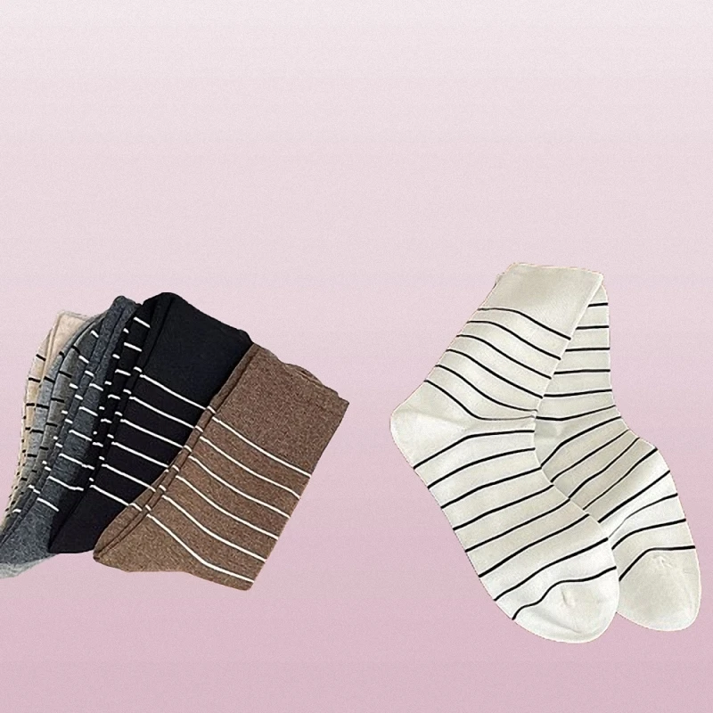 Chaussettes mi-tube rayées pour femmes, pur coton, étudiant, simple, polyvalent, tube ChimLong empilé, nouvelle mode, 3/6 paires, 2024