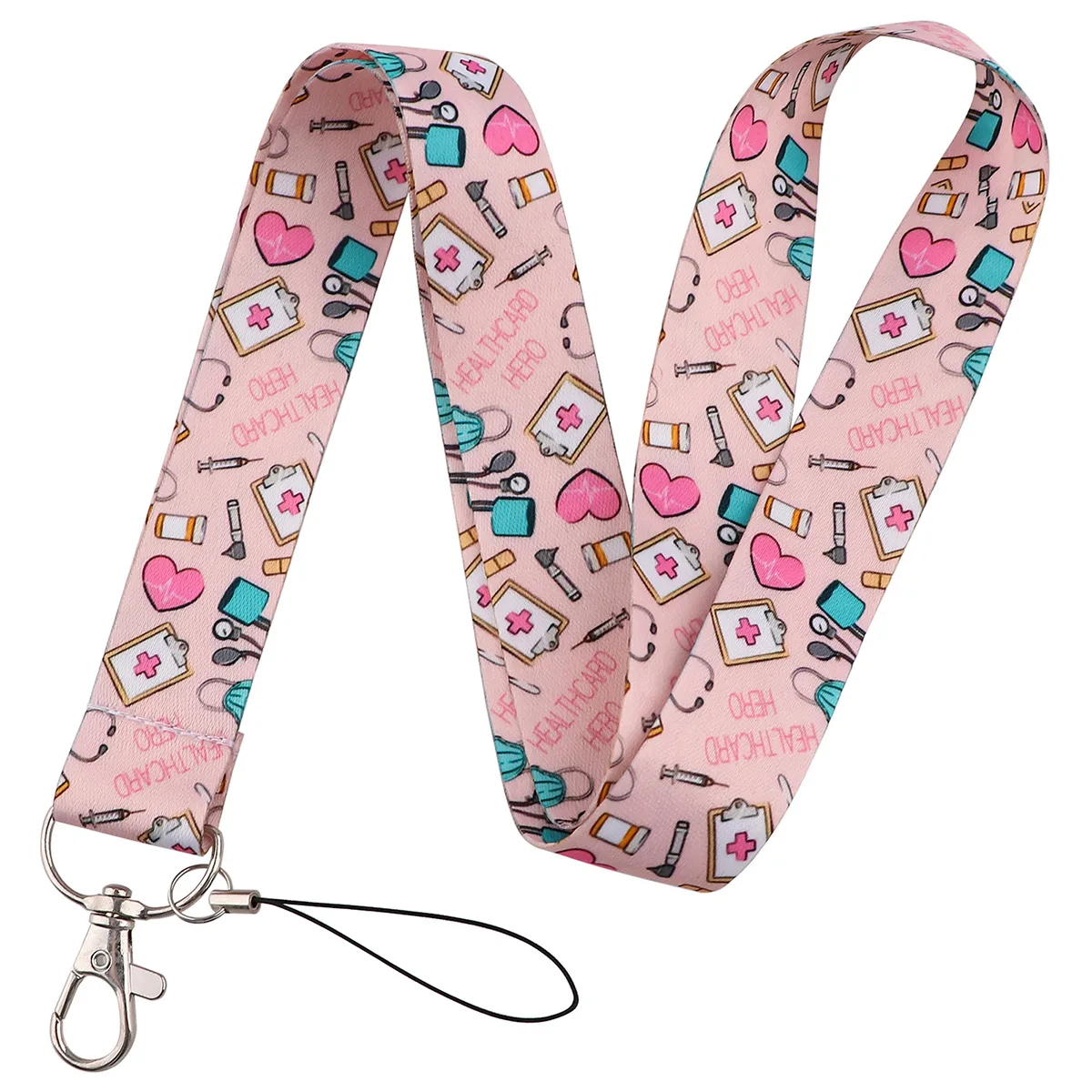 Cat Doctor Cartoon Phone Hanging Rope Key Accessories Double sided Printed Polyester Hanging Rope Work ID Accessories Hanging Ac