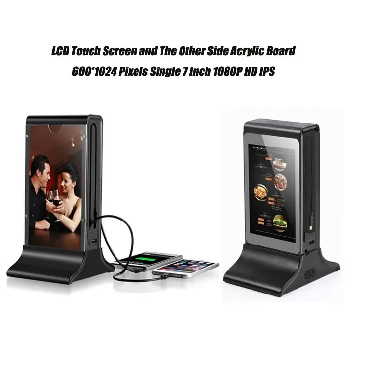 WiFi 7-inch LCD Digital Signage Monitor Screen Restaurant Desktop Standing Advertising Player