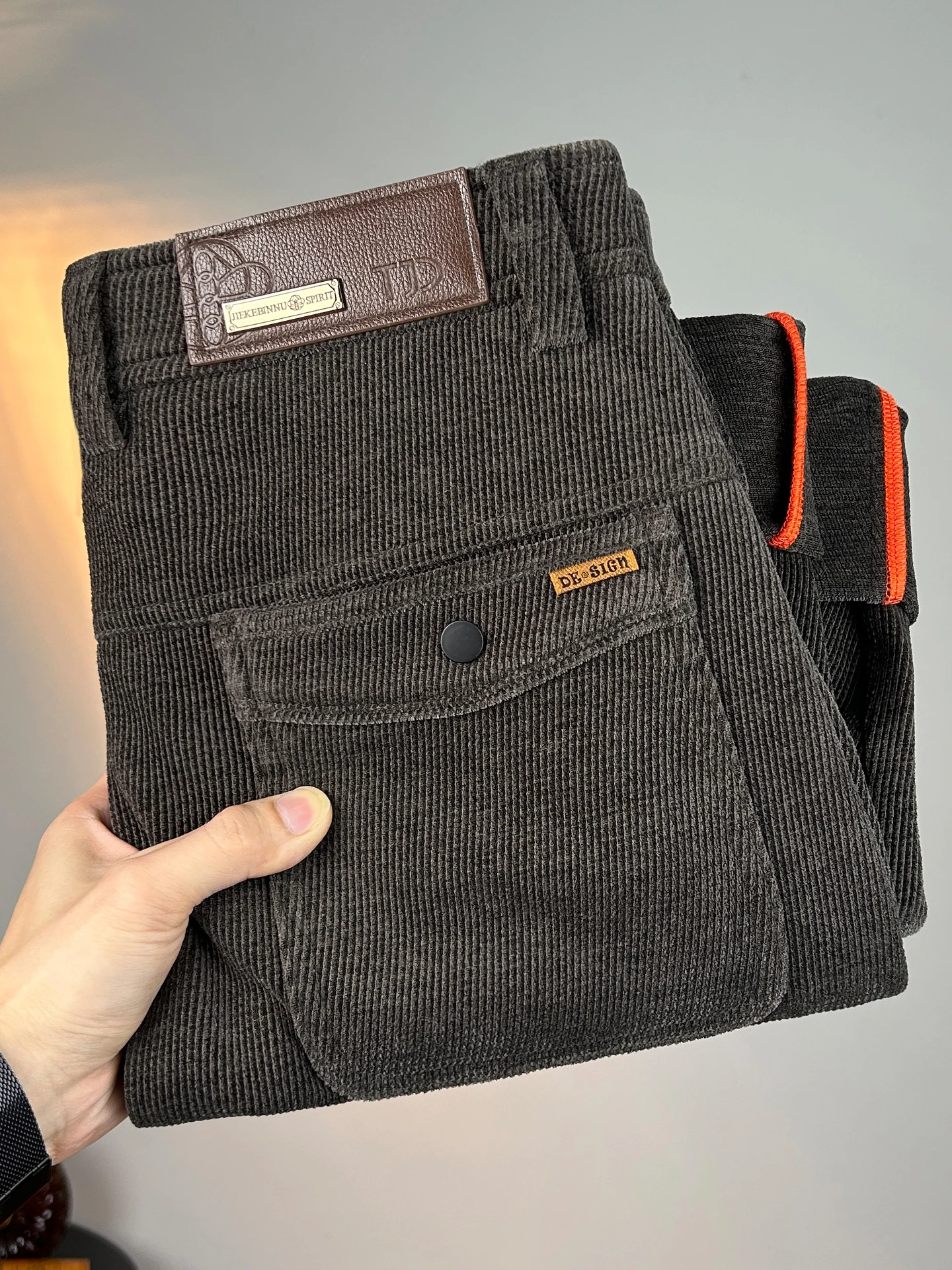 

High-End Men's Corduroy Straight Leg Casual Pants Windproof Warm Busin Long Trousers Autumn Winter New Arrival