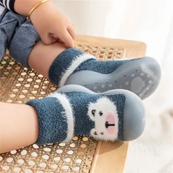 Baby Boys Girls Cartoon Toddler Wool Warm Non Slip Baby Cartoon Pattern Soft Sole Anti Slip Floor Socks Warm Socks Shoes Toddler