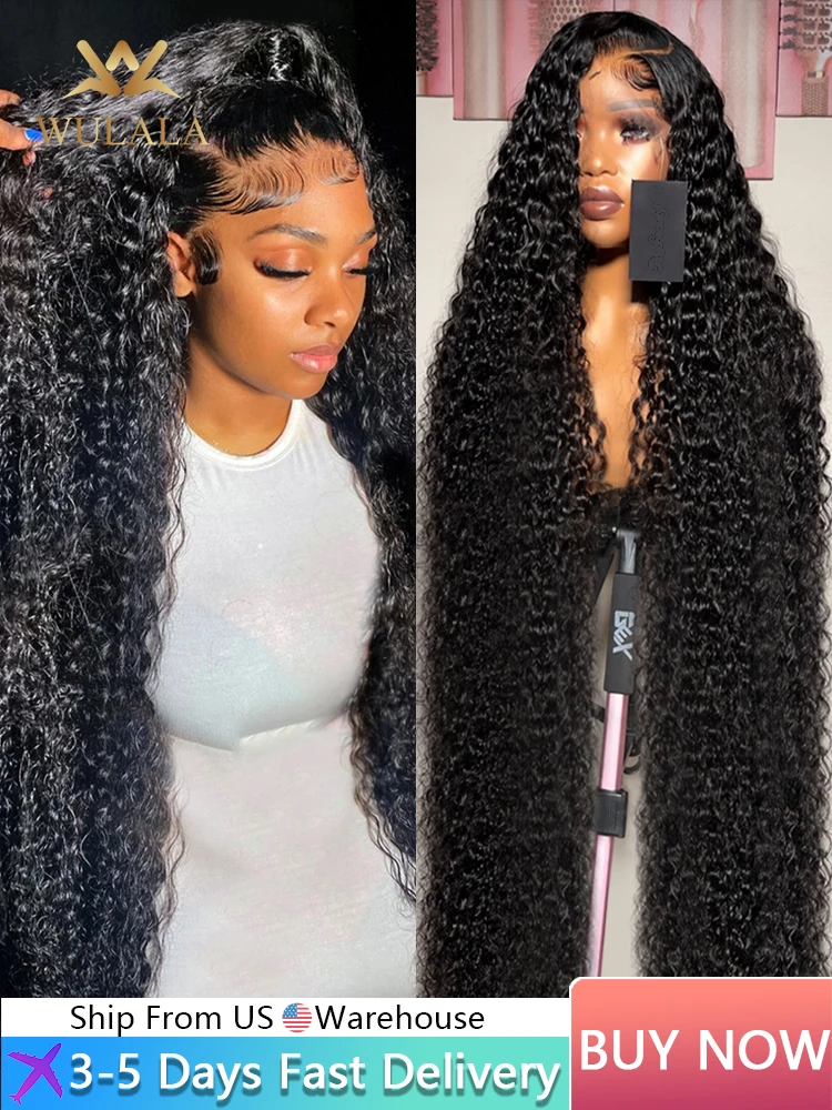 Wulala Deep Wave Lace Frontal Wig 13x6 Hd Curly Human Hair Wigs 30 Inch 13x4 Water Wave 360 Brazilian Pre Plucked Lace Front Wig