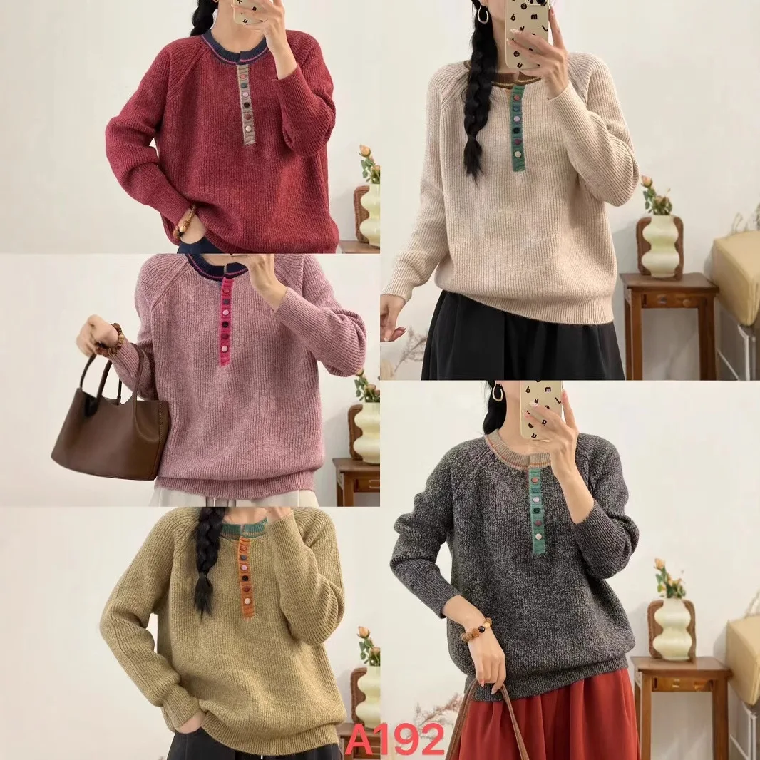 Sweater 2024 Woman Print Knit Regular No Guangdong Casual Pullovers Female Clothing Factory