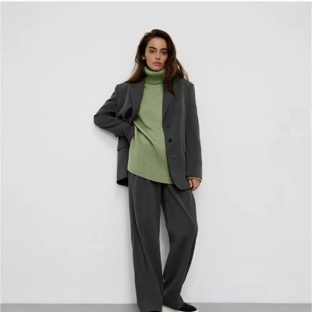 Frauen Reine Farbe Rollkragen Pullover Pullover Europäischen Und Amerikanischen Stil Neue Schlitz Lose Gestrickte Herbst Winter Top