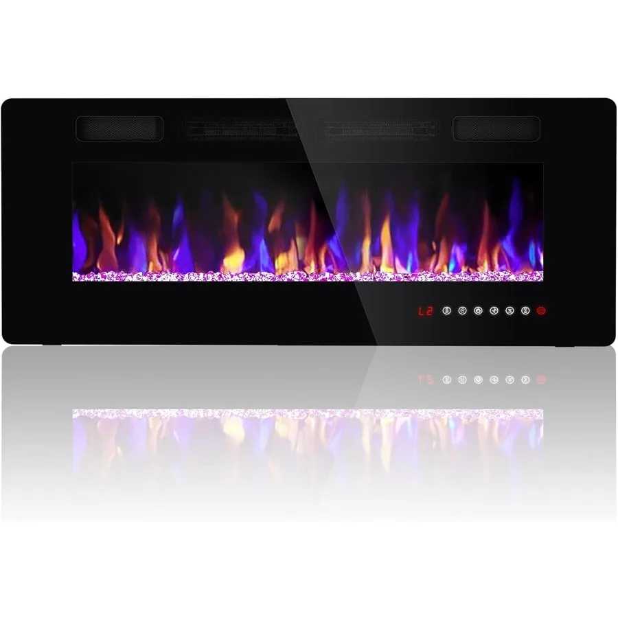 

42 Inch Electric Fireplace Wall Mounted and Recessed Electric Fireplace Insert with 1500W Heating Output for Up to 410 sq ft Mu
