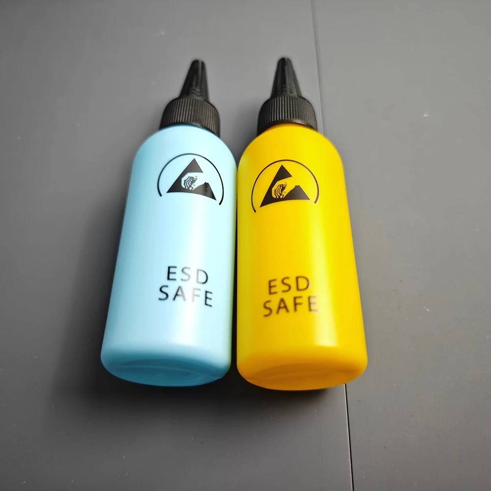 2 pz 60ml ESD sicuro bottiglia di alcol punta dell'ago saldatura pulizia flusso liquido distributore di olio di alcol plastica strumenti di riparazione del telefono fai da te
