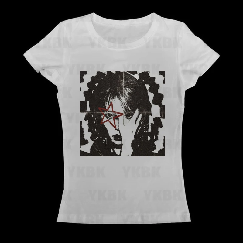 Kawaii Mädchen Kurzarm-T-Shirts mit Anime-Print, Y2K-Stil, modische Oberteile, Streetwear, Damen, Harajuku, Retro, 90er, Emo, Casual, Punk, Baby