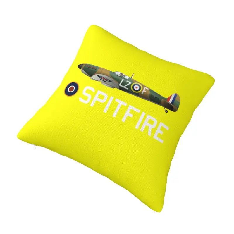 Custom  RAF Spitfires Modern Throw Pillow Cover WW2 War Fighter Aircraft Plane Airplane British Cushions Cover for Sofa