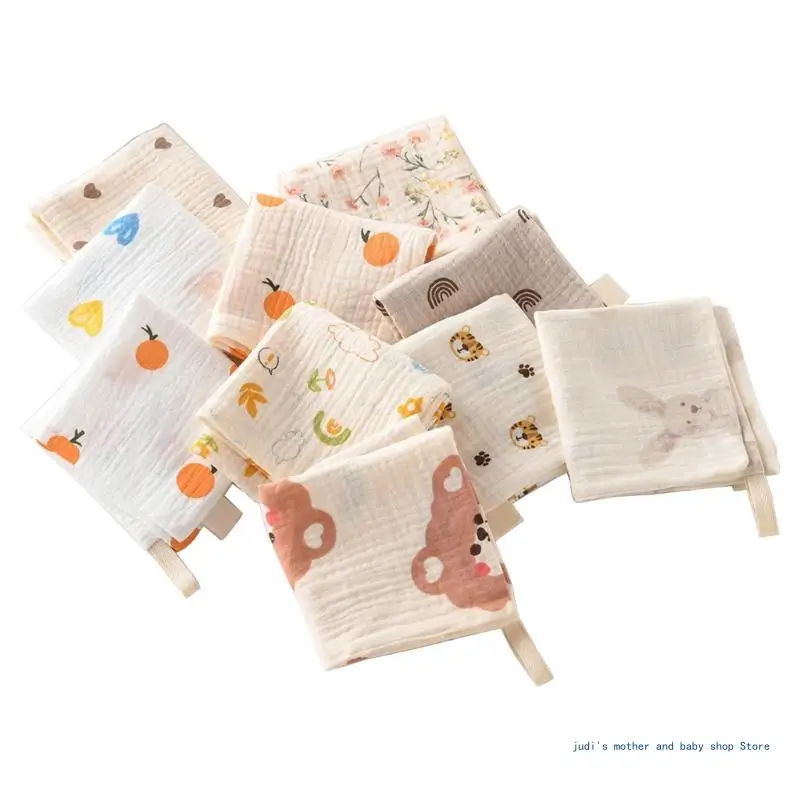 

67JC 5pcs Multifunctional Baby Handkerchief Cotton Infant Drooling Bib Nursing Saliva Towel for Wiping Face Hands 24x24cm