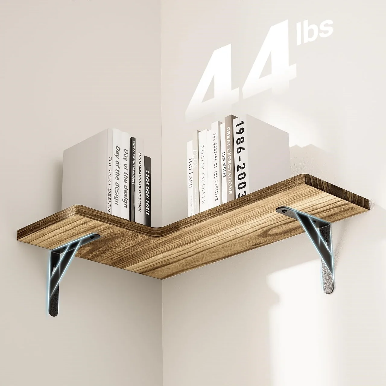 Wall Mounted Shelves Home Decor Corner Floating Shelf Wood Storage Wall Shelves for Bedroom Living Room Bathroom Kitchen Office