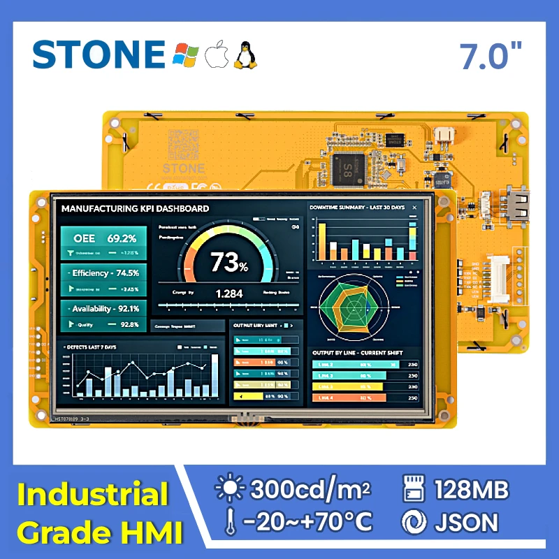 STONE C 7.0 inch HMI Display Panel TFT LCD with Resistive Touch Screen RS232/RS422/RS485/TTL 800*480 for Arduino