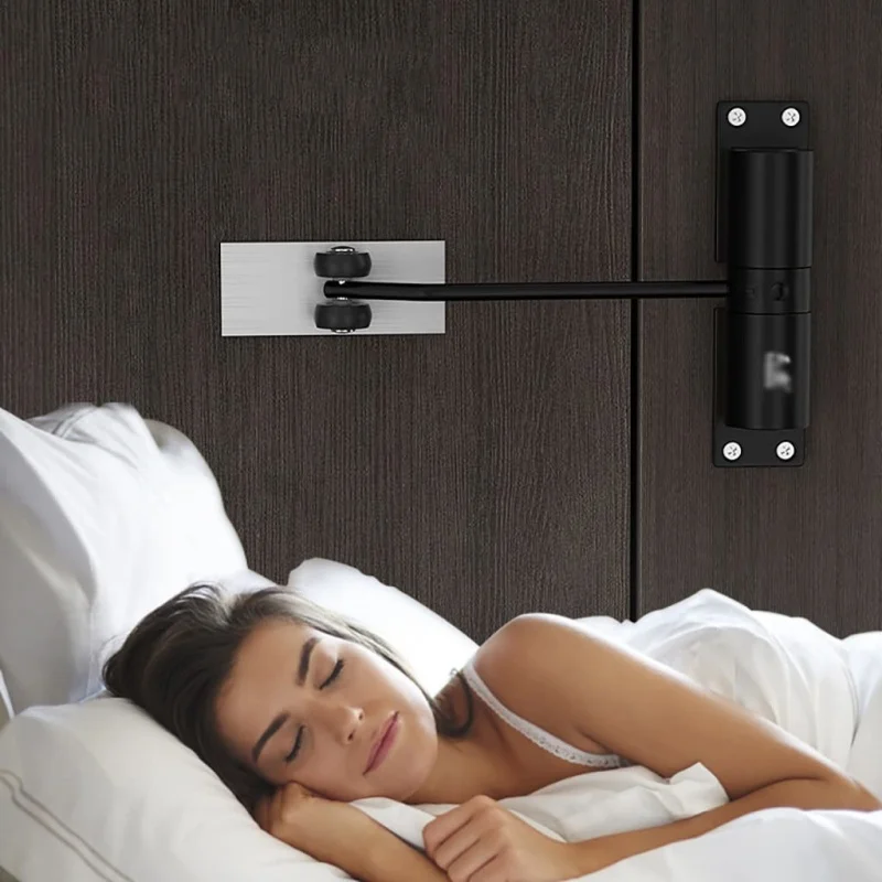 All White/Black Automatic Door Closer Safety Double Spring Door Closer Silence Adjustable Convert Hinged Doors to Self-Closing