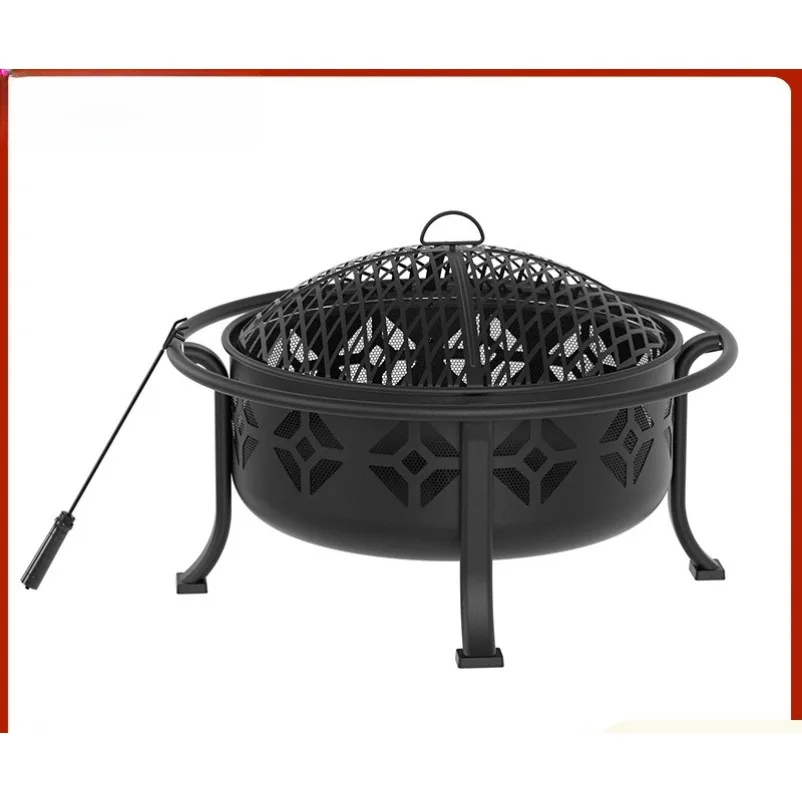 Outdoor Courtyard with Grill Net Bonfire Basin Home Camping Brazier Tea Heating BBQ Dual-purpose Stove