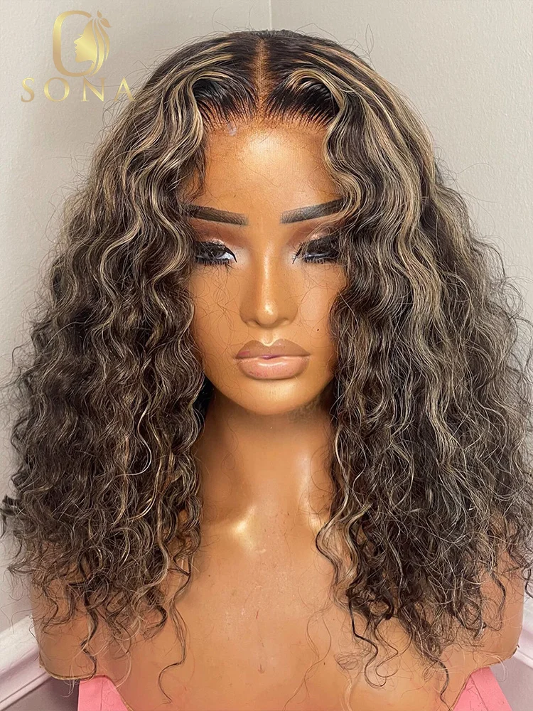 

Dark Color 27# Highlight Short Bob Curly 13x4 HD Lace Front Human Hair Wigs Ombre Deep Wave 13x6 Transparent Lace Frontal Wig