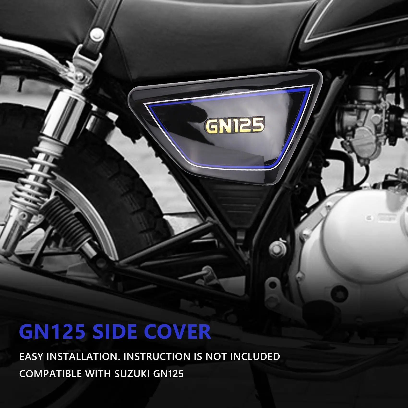 Black Motorcycle Battery Side Cover Frame Side Covers Panels for Suzuki GN125 GN 125